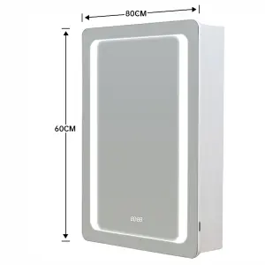 LED Wall Bathroom Mirror Cabinet Lighting Adjustable Shelves Storage Cupboard with Shaver Socket 700x500 mm