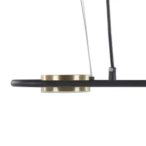 4 Light Metal LED Pendant Lamp Black and Brass MALI