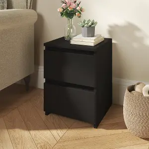 SunDaze Chest of Drawers Storage Bedroom Furniture Cabinet 2 Drawer Black 30x30x40cm