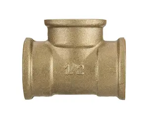 1/2 inch Thread Pipe Tee Connection Fittings Female Cast Iron Brass