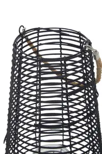 Interiors by Premier Lentigo Large Black Rattan Lantern