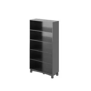 URBNLIVING 150cm Height Black 5 Tier Wide Wooden Bookcase Shelf Storage Display Shelving Unit