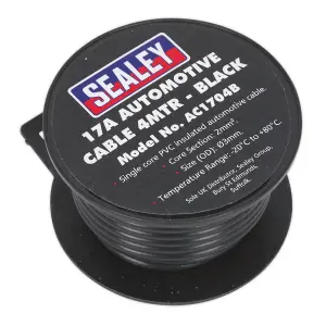 Sealey Automotive Cable Thick Wall 17A 4m Black