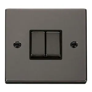 Click Scolmore Deco Rocker Switch 10A 2 Gang 2 Way Black Nickel - VPBN412BK