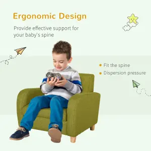 HOMCOM Child Armchair Wood Frame w/ Padding Seat Low-Rise Bedroom