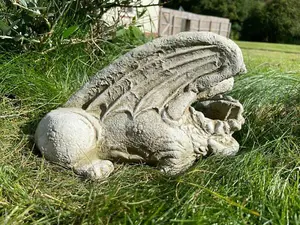 Winged Dragon Statue Stone Mythical Animal Welsh Celtic Garden Outdoor Ornament British Made Sculpture