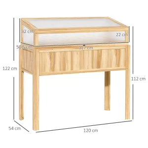 Outsunny Wood Cold Frame Mini Greenhouse with Elevated Garden Box Natural