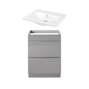 GoodHome Imandra Gloss Anthracite Freestanding Vanity unit & basin set (W)604mm (H)944mm