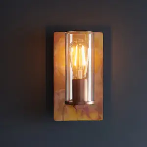 Luminosa Palermo Wall Lamp Copper Patina Plate & Clear Glass