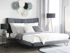 Velvet EU King Size Bed Grey LANNION