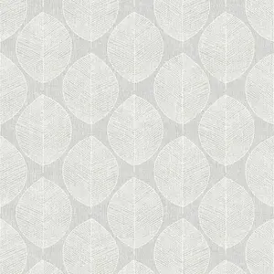 Arthouse Scandi Leaf Grey Wallpaper