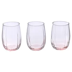 Queensway Home & Dining 380ml 12 Pcs Linka Pink Coloured Glassware Cup Tall Short Cocktail Tumblers Sets