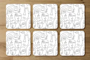 line drawing of faces (Coaster) / Default Title