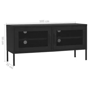 Berkfield TV Cabinet Black 105x35x50 cm Steel