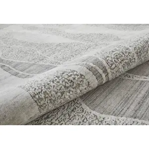 White Grey Abstract Wool Luxurious Modern Easy to Clean Abstract Dining Room Bedroom and Living Room Rug -170cm X 240cm