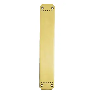 Ornate Door Figner Plate with Dot Pattern 370 x 64mm Polished Brass Push Plate