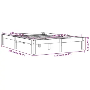 Berkfield Bed Frame without Mattress Wax Brown 120x190 cm Small Double Solid Wood Pine