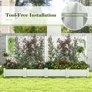 Costway Raised Garden Bed w/ Trellis Outdoor Self-Watering Planter Box Lattice Panels