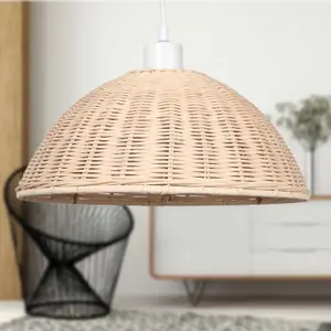 First Choice Lighting Set of 2 Colette Rattan Dome Pendant Lightshades