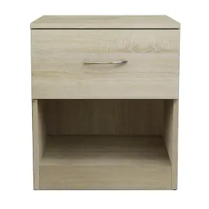 SunDaze Chest of Drawers Bedroom Furniture Bedside Cabinet with Handle 1 Drawer Oak 40x36x47cm