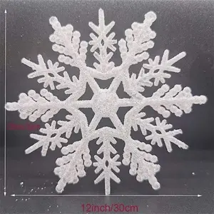 HKHBJS Large Snowflakes Set Of 5 White Glittered Snowflakes 12" Christmas Decorative Hanging Ornaments Window Decor Winter Outdoor Decorations