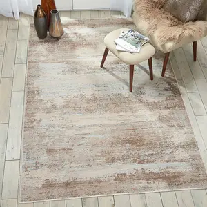 Beige Modern Luxurious Abstract Jute Latex Backing Easy to Clean Rug for Living Room Bedroom and Dining Room-160cm X 221cm