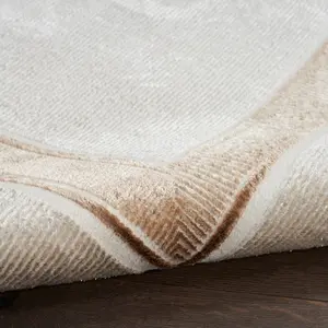 Ivory Cream Bordered-Plain Polyester Modern Soft  Bedroom, LivingRoom Rug - 274cm X 366cm