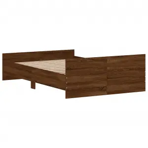 Berkfield Bed Frame with Headboard and Footboard Brown Oak 120x190 cm