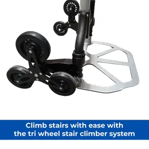 Workhorse Stair Climber Compact Folding Aluminium Sack Truck, Loop Handle, Folding Toe Plate, Solid Wheels, 60kg Capacity