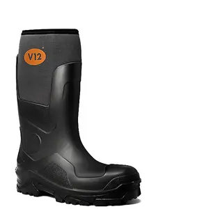 V12 Groundworker Lightweight Safety Wellington Boots Size UK 10 Black/Grey