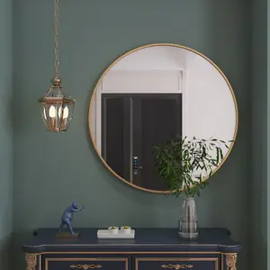 Jobu Home - Rei, Large Round Gold Metal Circle Mirror - 90cm x 90cm