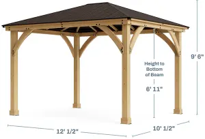 10ft x 12ft (3m x 3.7m) Meridian Gazebo with Privacy Wall & Wooden Bar Counter