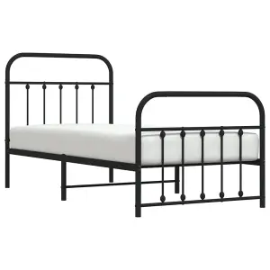 Berkfield Metal Bed Frame with Headboard and Footboard Black 90x190 cm