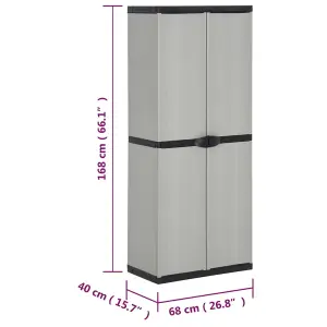 Berkfield Garden Storage Cabinet with 3 Shelves Grey&Black 68x40x168 cm