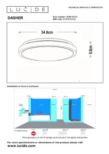 Lucide Dasher Modern Flush ceiling light Bathroom 34,8cm - LED - 1x18W 2700K - IP44 - White