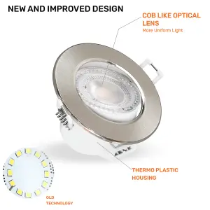 paul russells LED Downlight Brush Nickel Tilt Recessed Ceiling SpotLight 4.8W 500 Lumens, IP44, Colour Changeable CCT3