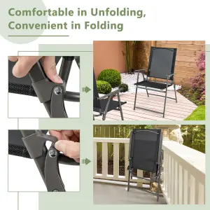 Costway 2 Pieces Patio Folding Chairs Outdoor Portable Dining Chairs with Armrests