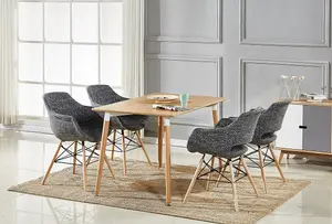 Olivia Halo Dining Set with an Oak Dining Table and 4 Dark Grey Dining Chairs