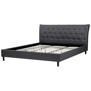 Fabric EU Super King Size Bed Dark Grey SAVERNE