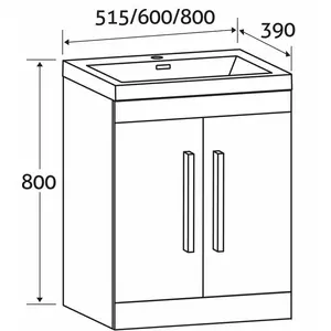 515mm Single Bathroom Vanity with Semi-Recessed Ceramic Basin Gloss white