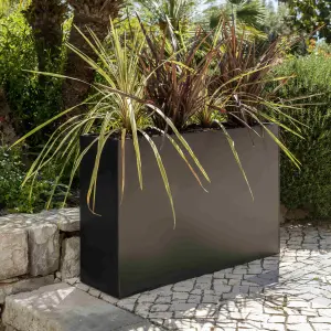 Primrose Zinc Galvanised Tall Cube Planter in Black  89cm