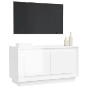 Berkfield TV Cabinet High Gloss White 80x35x45 cm Engineered Wood