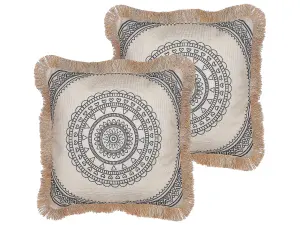 Set of 2 Cushions AGRIMONY 45 x 45 cm Oriental Black