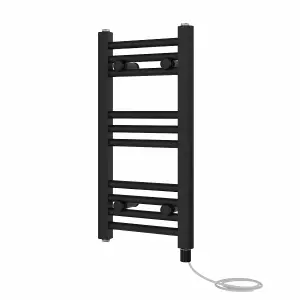 Rinse Bathrooms 200W Electric Heated Warming Towel Rail Bathroom Radiator Black - 600x300mm