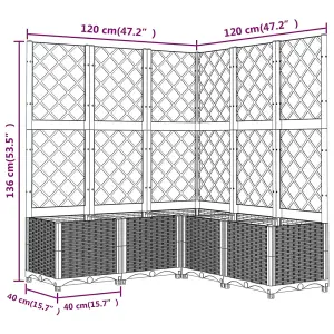 Berkfield Garden Planter with Trellis Brown 120x120x136 cm PP