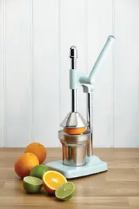 Living Nostalgia Heavy Duty Lemon, Orange Juicer with Vintage Blue Lever-arm