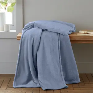 Catherine Lansfield Raschel Velvet Touch 130x170cm Blanket Throw Lansfield Blue