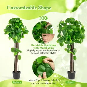 Costway Artificial Crabapple Tree Fake Plant in Pot Indoor Potted Floor Plant Decor