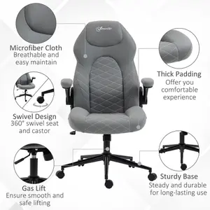 Vinsetto High-Back Home Office Chair w/ Flip Up Armrests Swivel Seat Light Grey