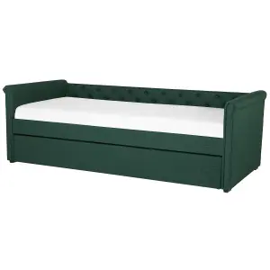 Fabric EU Single Trundle Bed Green LIBOURNE